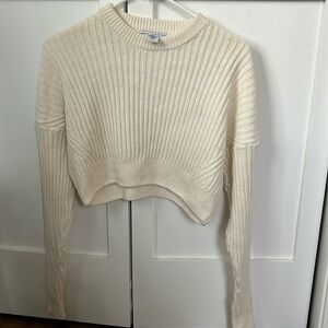Urban Outfitters cropped cream crewneck knitted sweater in size XS